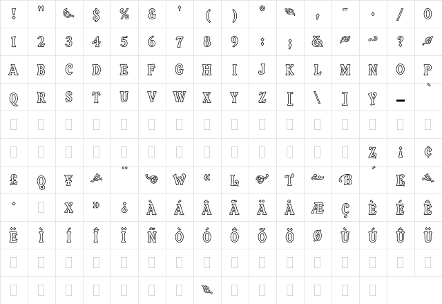 Orlando Plain  glyph index