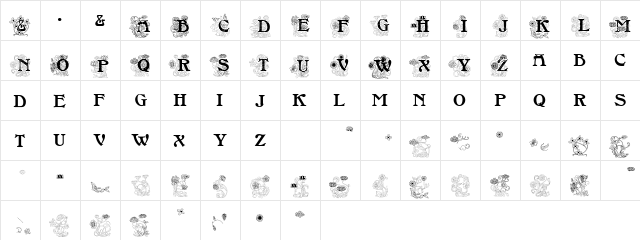 FloralCapsNouveau Regular  glyph index