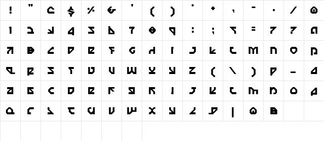 Nostromo Regular  glyph index