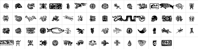 Pre-Columbian Ornaments Regular  glyph index