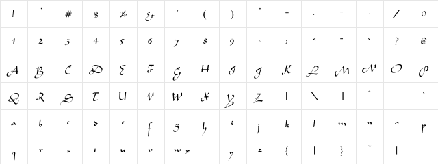 Eldente Regular  glyph index