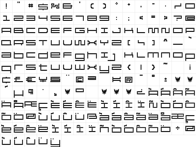 ReversionBroken SemiBold  glyph index