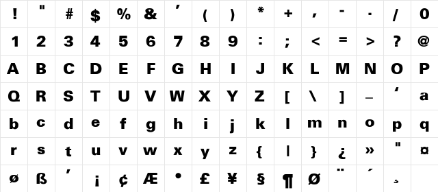 Fox -Black-Light Regular  glyph index