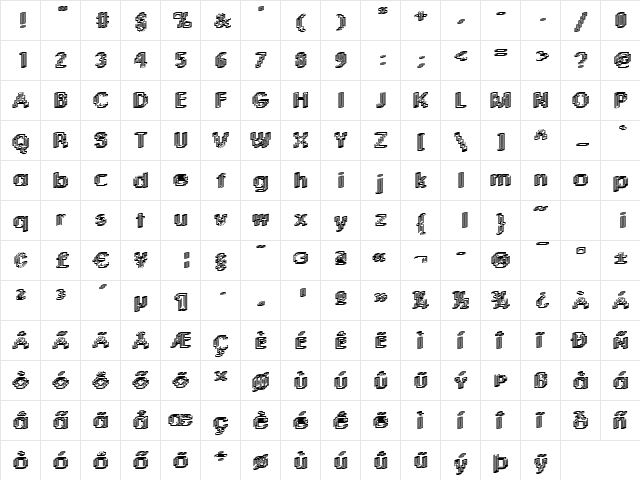 Rough04 Bold  glyph index