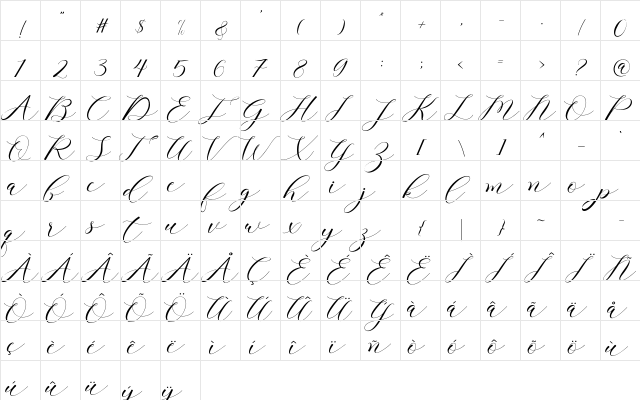 clover Regular  glyph index