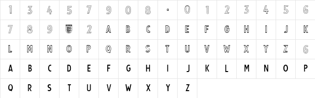 England2007 Regular  glyph index