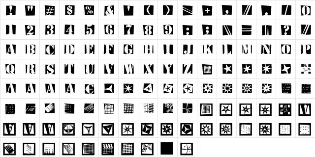 StencilBricksRandom Regular  glyph index