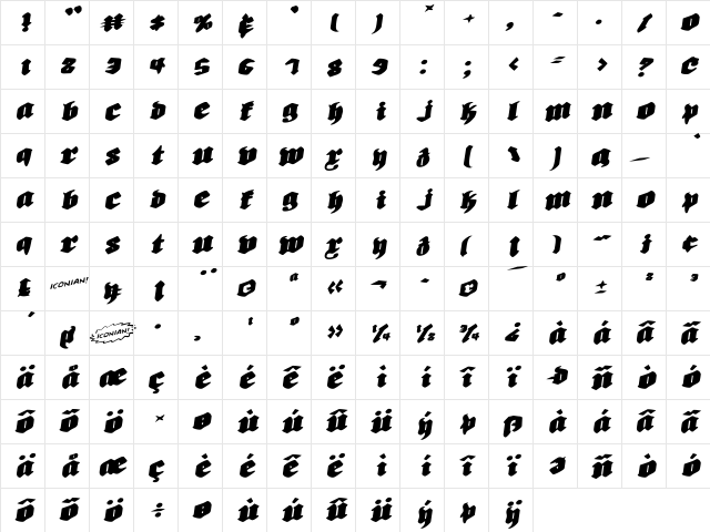 Bierg䲴en Rotalic Expanded Rotalic Expanded  glyph index