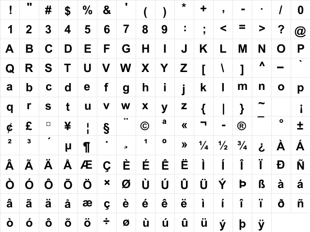 UKIJ Tuz Tom Regular  glyph index