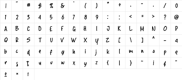 Rofland Regular  glyph index