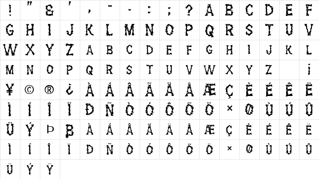 FZ WACKY 28 Normal  glyph index