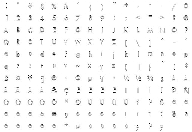 FZ BASIC 18 HOLLOW Normal  glyph index