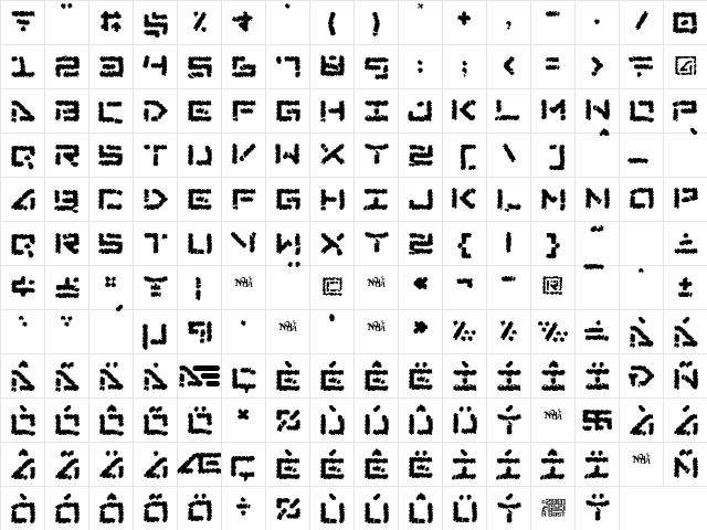 Abduction III Regular  glyph index