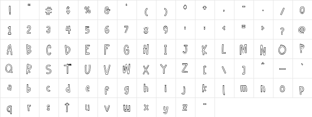 Hellofreeday Outline DEMO Regular  glyph index