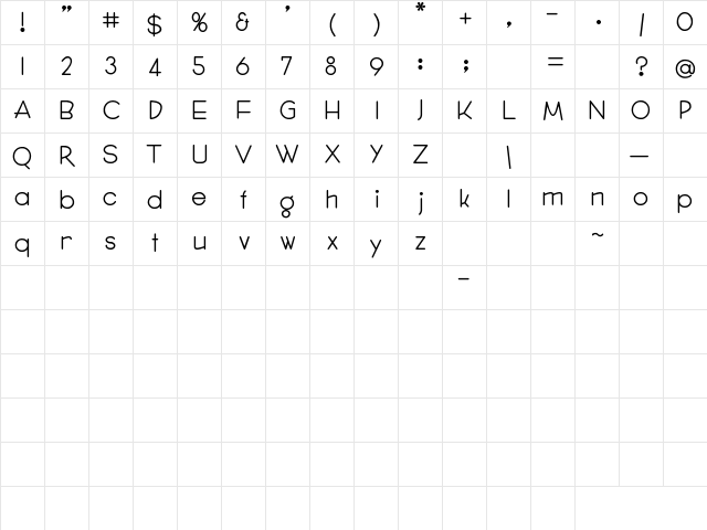 Gordon Heights Regular  glyph index