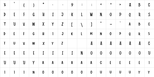 Roadkey Line Regular  glyph index