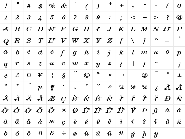 GoodMoodExtra31 Bold  glyph index