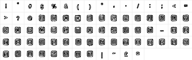 Rubber Hell Regular  glyph index