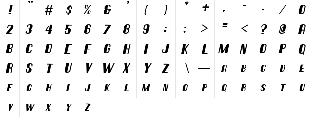 Hallandale Deco Bd It. Smc JL Regular  glyph index