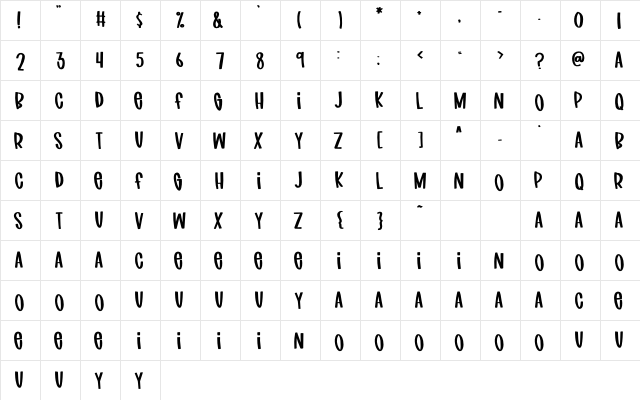 FB-MommaHero1 Regular  glyph index