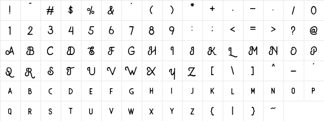 The Monokill Vintage  glyph index