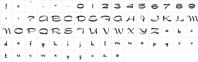 Dragonwick Cn Regular  glyph index