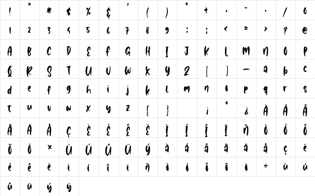 Snoopii Losee Regular  glyph index