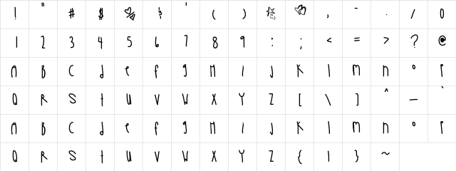 LadyInYellow Medium  glyph index