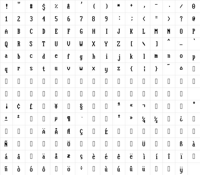 Flexi IBM VGA True (437) Regular  glyph index