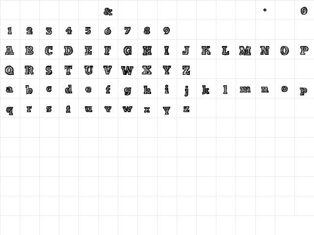 Bad Striped Regular  glyph index
