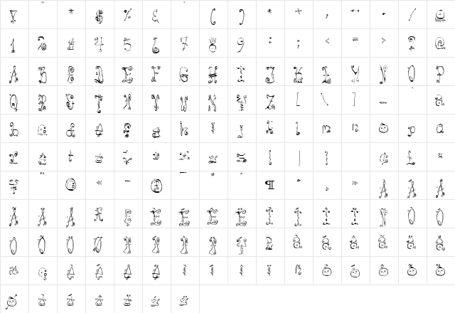 DanzinLikeCracy Roman  glyph index