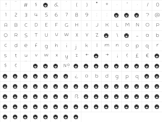 ARB-218 Neon Blunt MAR-50 Bold  glyph index