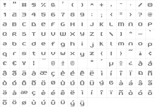 V5 Prophit Dot  glyph index
