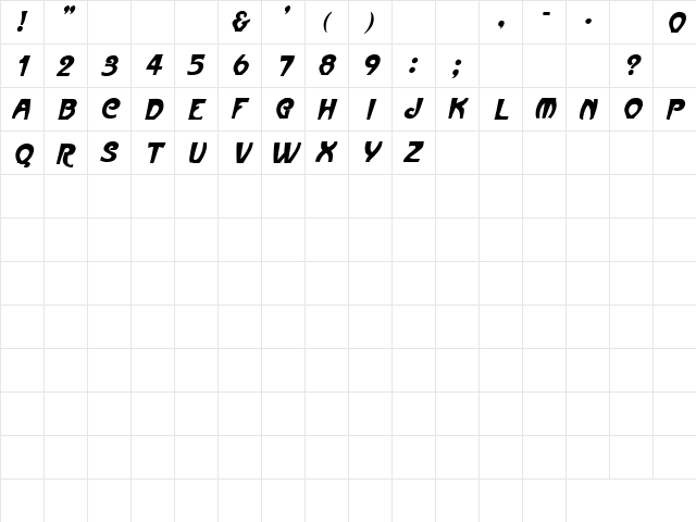 Ibanez 3 Italic  glyph index