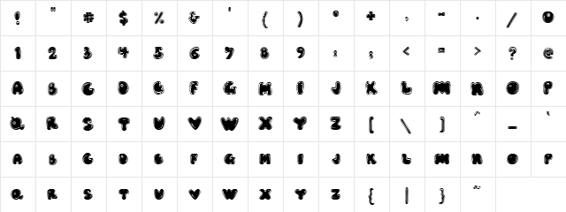 PC Bubble Regular  glyph index