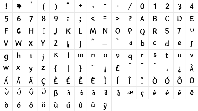 R&#56987&#56357le Regular  glyph index