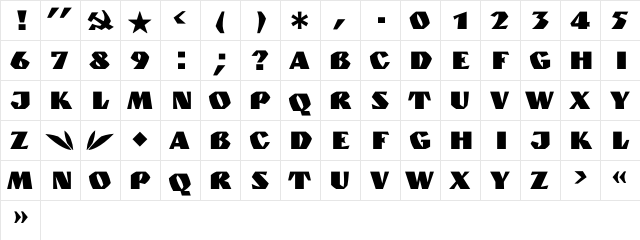 GranitC Regular  glyph index