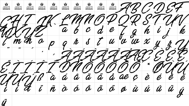 Bella Fashion Personal Use Regular  glyph index