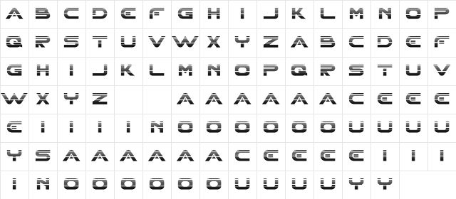 XHARP Demo Gradient Regular  glyph index