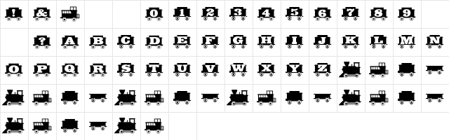 GrandFunkRR Regular  glyph index