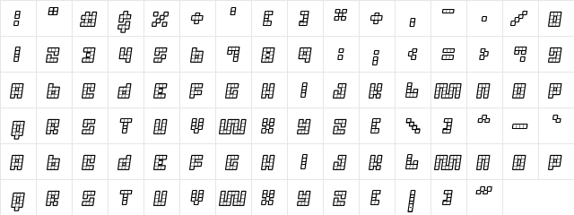Trick B12 Regular  glyph index