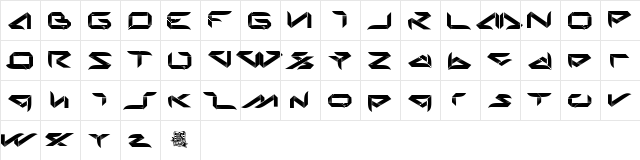 bladeline Regular  glyph index