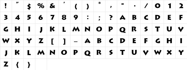 Gib-El-Tarik Extended Bold Bold  glyph index