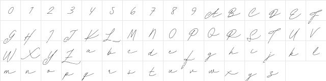 Daniza Claretta FREE Regular  glyph index