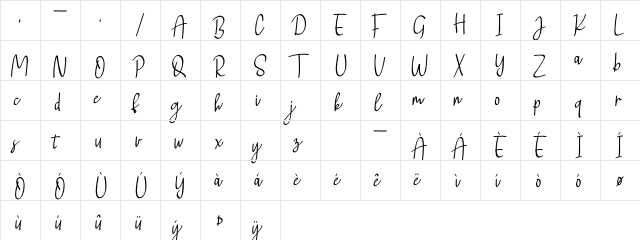 Falling Lemon Regular  glyph index