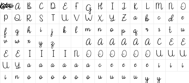 Myristica-DEMO Regular  glyph index