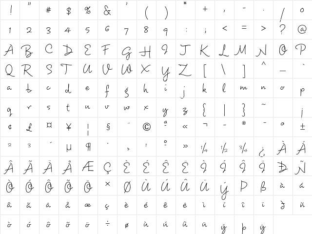 Dartangnon ITC Std Regular  glyph index