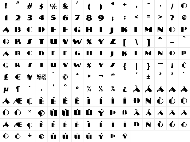 Plug Nickel NF Regular  glyph index