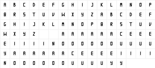 Agrandize Demo Sans Regular  glyph index
