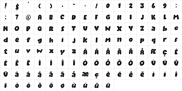 Raspberry Sherbet Inline DEMO Regular  glyph index